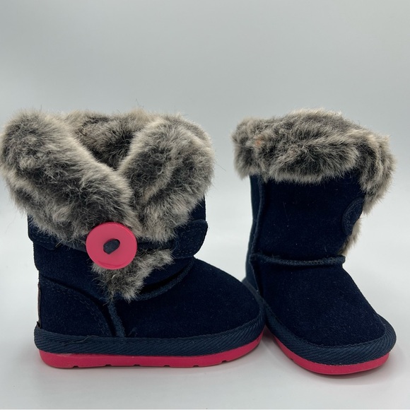 NEXT Kid's Babies Warm Winter Boots UK size 3, US 4 - 2 pairs; 1 Pink and 1 Navy - Picture 2 of 15